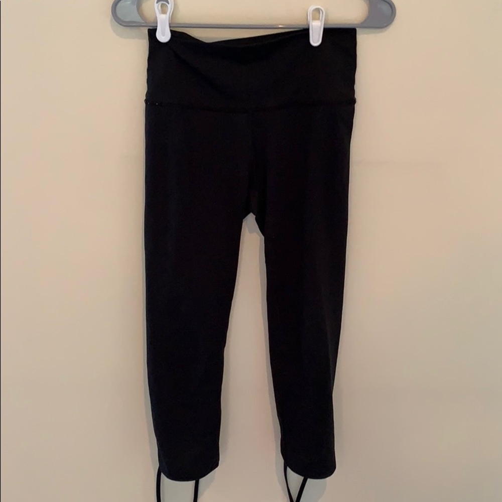 Black Aerie Leggings with Calf Cutout and Lace Up
